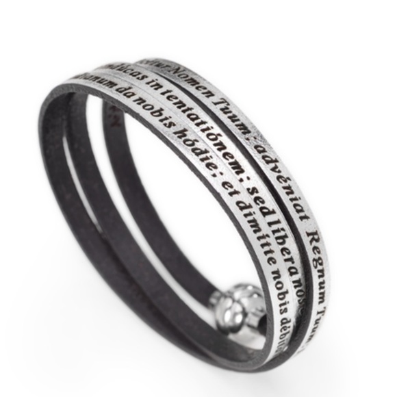 AMEN silver leather wrap bracelet engraved with our journey… - Picture 2 of 10